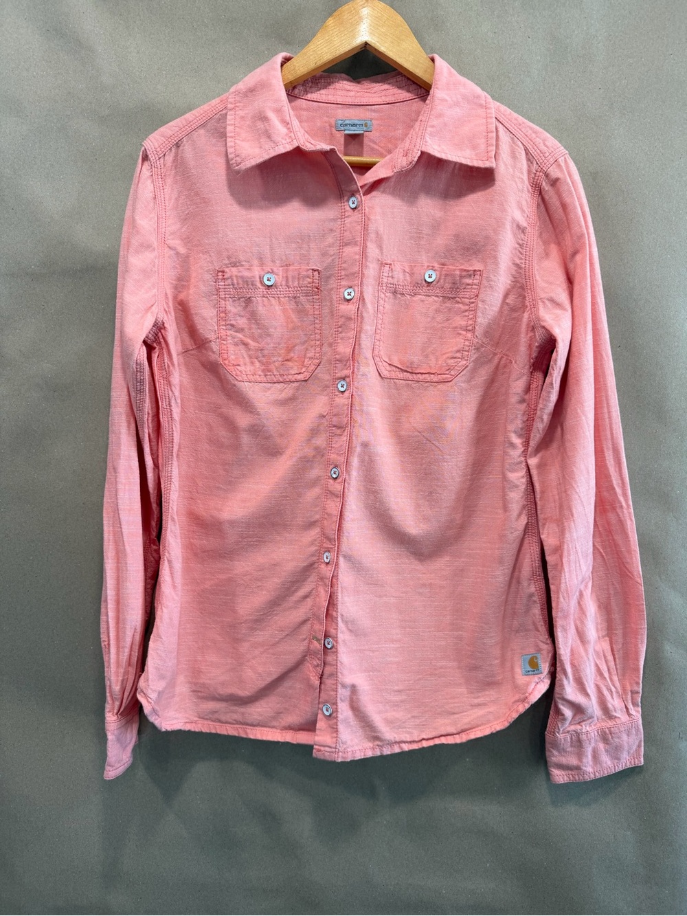 Carhartt Men's Coral Pink Long-Sleeve Button-Down Shirt